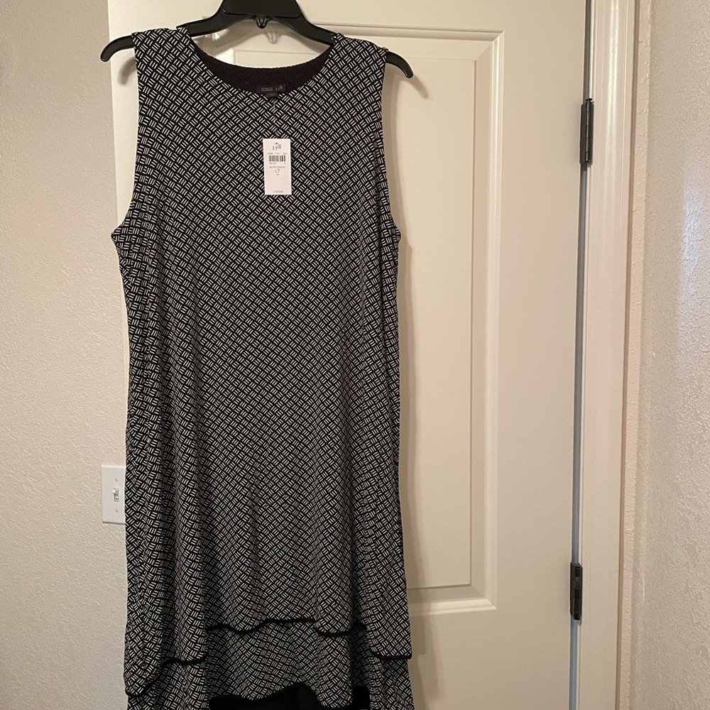 J Jill Wearever Black and Cream Sleeveless Dress Size L Tall NWT
